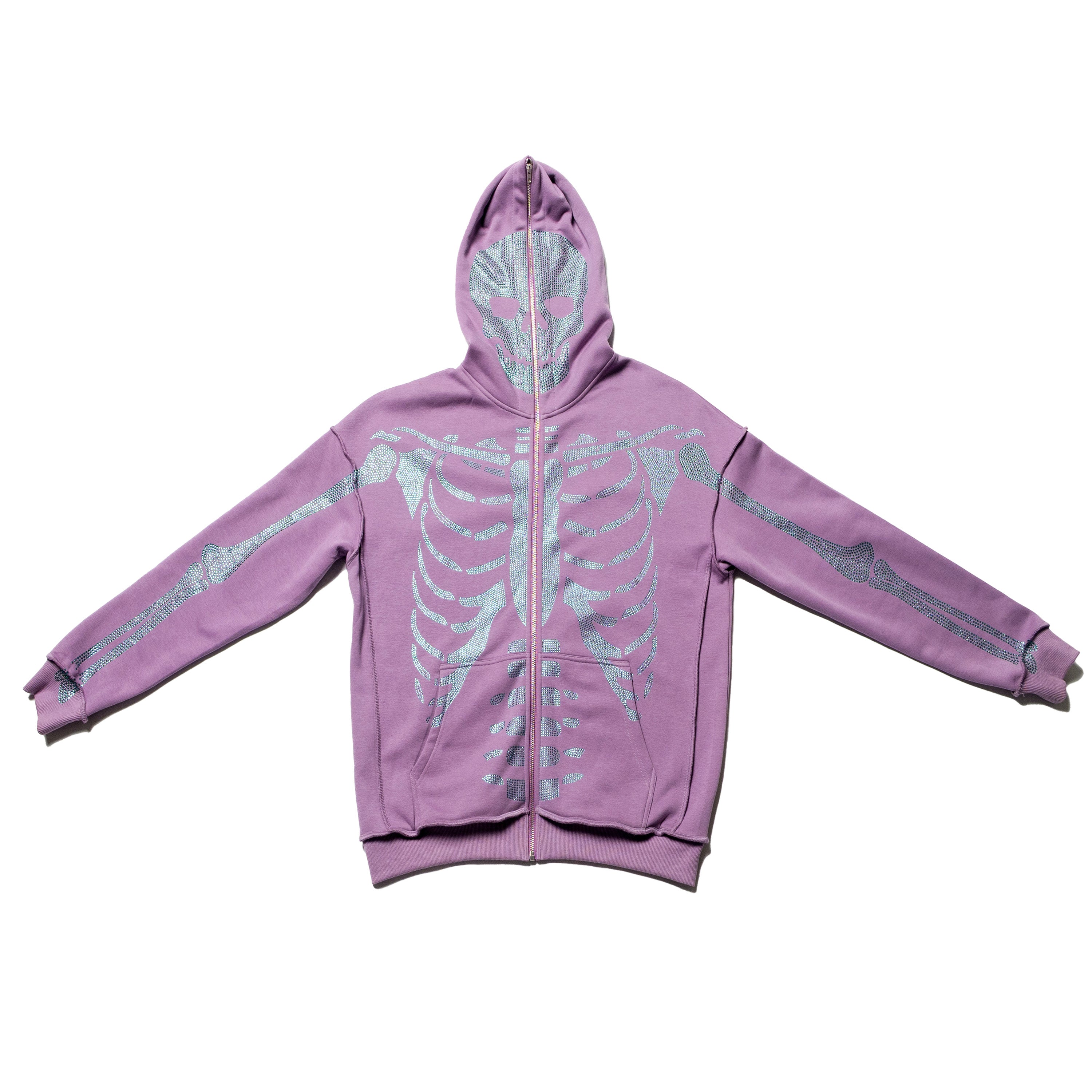 KL Skeleton Rhinestone Hoodie -Amethyst Purple / Blue Stones